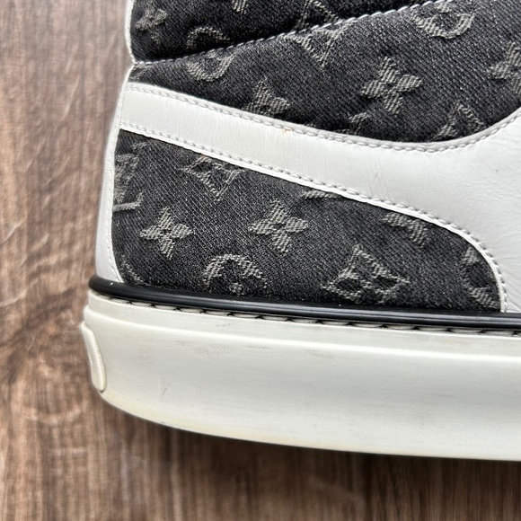 Louis Vuitton Black Denim + Leather High Top Sneakers | 38 - Picture 10 of 16